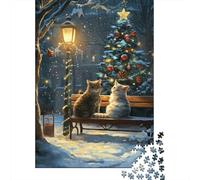 1000 Pcs Christmas Two Cats Jigsaw Puzzle Adult Kids Creative Rectangular Paper Puzzle Funny Educational Toy 1000pcs (38x26cm)