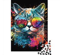 1000 Pcs Colorful Cat Animal Paint Jigsaw Puzzle Adult Creative Rectangular Puzzle Paper Puzzle Funny Educational Toy 1000pcs (38x26cm)
