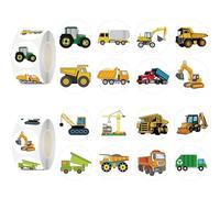 1000 PCS Construction Vehicle Stickers, 2 Rolls Bulk Stickers Vinyl Truck Excavator Design for Water Bottles, Reward, Classroom Stickers (2 Rolls-Car)