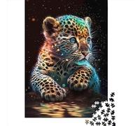1000 Pcs Cute Cosmic Baby Leopard Jigsaw Puzzle Adult Creative Rectangular Puzzle Paper Puzzle Funny Educational Toy 1000pcs (38x26cm)