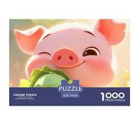 1000 Pcs Cute Pig for Adults Thickened Wooden Puzzle 1000 Pieces Stress Relief Toy Decoration Educational Game Intellectual Play Relaxation Intelligence 1000pcs (75x50cm)