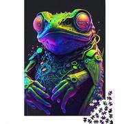 1000 Pcs Cyber Frog Neon Jigsaw Puzzle Adult Creative Rectangular Puzzle Wooden Puzzle Funny Educational Toy 1000pcs (75x50cm)