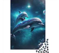 1000 Pcs Dolphin Space21 Jigsaw Puzzle Adult Creative Rectangular Puzzle Paper Puzzle Funny Educational Toy 1000pcs (38x26cm)