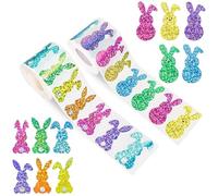 1000 PCS Easter Stickers, Glitter Happy Easter Stickers, Waterproof Self-Adhesive Happy Easters Bunny Sticker for DIY Arts Greeting Cards Plastic, Glass, Crafts, Party Bags