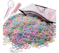 1000 Pcs Elastic Hair Bands, Elastic Rubber Bands Ties, Color Tiny Hair Rubber Bands, Soft Hair Loop Styling Tool Set 2 Braid Tools 1 Rat Tail Comb for Kids Hair, Braids Hair, Wedding Hairstyle