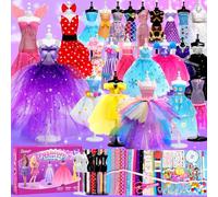 1000+ Pcs Fashion Designer Kit for Girls with 5 Mannequins,DIY Arts & Crafts Kit Learning Toys Sewing Kit for Kids,Learning Toys Sewing Kit for Teen Girls Birthday Gift Age 6 7 8 9 10 11 12+