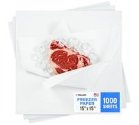 1000 Pcs Freezer Paper Sheets, 15" x 15", Poly-Coated on one Side - Prevents from Freezer Burn - Moisture-Resistant Wrapping Paper for Meat, Fish, Vegetables - Keeps Meat Fresh for up to 1 Year