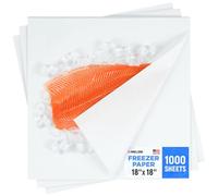 1000 Pcs Freezer Paper Sheets, 18" x 18", Poly-Coated on one Side - Prevents from Freezer Burn - Moisture-Resistant Wrapping Paper for Meat, Fish, Vegetables - Keeps Meat Fresh for up to 1 Year