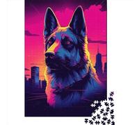 1000 Pcs German Shepherd Sunset Jigsaw Puzzle Adult Creative Rectangular Puzzle Wooden Puzzle Funny Educational Toy 1000pcs (75x50cm)