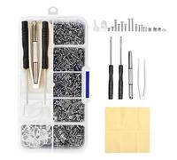 1000 PCS Glasses Repair Kit, Eyeglass Screw Assortment Set with 15 Sizes Screws, Nose Pads, Screwdrivers & Tweezers, Universal Spectacle Repair Kit for Glasses, Sunglasses & Watches