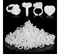 1000 Pcs Glue Rings For Eyelash Extensions Bulk, Lash Rings Disposable Heart Shape, Lash Extension Supplies For Professional Salon, Makeup & Nail Art, White PP Material, Adjustable Finger Size