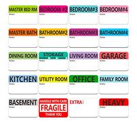 1000 PCS Home Moving Labels, 20 Designs Pre-Printed Color-Coded Packing Box Labels with Writable Notes Areas, Each Measures 2” x 3”