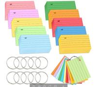 1000 Pcs Index Cards 2.91 x 2.01 Inch Color Flash Cards with Rings, Heavy Note Cards, Punched Ruled Index Cards for Studying, Office and Home, 10 Colors