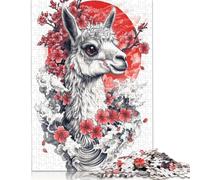 1000 Pcs Japanese Llama Tattoo Jigsaw Puzzle Adult Creative Rectangular Wooden Puzzle Funny Educational Toy 1000pcs (38x26cm)