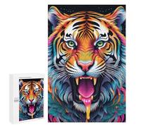 1000 PCS Jigsaw A Vibrant, Artwork Featuring An Ornate Tiger with Intricate Patterns And Vivid Adult Jigsaw Puzzles For Family Fun Parent-child Interaction Gifts for Friends And Family 1000 PCS