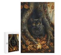 1000 PCS Jigsaw Autumn Leaves Black Cat Art Print Jigsaws for Adults Puzzle Stress Reliever Parent-child Interaction Unique Birthday And Xmas Gifts 1000 PCS