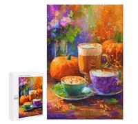 1000 PCS Jigsaw Autumn Pumpkin Latte Art-1 Jigsaws for Adults Puzzle But Fun And Humorous Challenging To Complete Unique Birthday And Xmas Gifts 1000 PCS