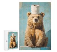1000 PCS Jigsaw Bear with Toilet Paper on Head Jigsaws for Adults Puzzle Stress Reliever Parent-child Interaction Unique Birthday And Xmas Gifts 1000 PCS