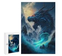 1000 PCS Jigsaw Blue Dragon Fantasy Artwork Jigsaw Puzzles for Adults Family Activities Help The Brain Exercise Deal As Gifts for The Whole Family 1000 PCS