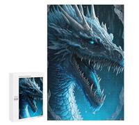 1000 PCS Jigsaw Blue Ice Dragon Fantasy Artwork -1 Jigsaws for Adults Puzzle But Fun And Humorous Challenging To Complete Unique Birthday And Xmas Gifts 1000 PCS