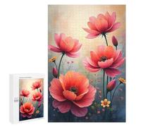 1000 PCS Jigsaw Colorful Array of Blooming Pink Flowers Adult Jigsaw Puzzles For Family Fun Parent-child Interaction Gifts for Friends And Family 1000 PCS