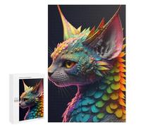 1000 PCS Jigsaw Colorful Fantasy Dragon Cat Art Jigsaw Puzzles for Adults Family Activities Help The Brain Exercise Deal As Gifts for The Whole Family 1000 PCS