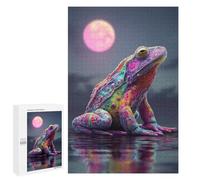 1000 PCS Jigsaw Colorful Frog with Full Moon Jigsaws for Adults Puzzle But Fun And Humorous Challenging To Complete Unique Birthday And Xmas Gifts 1000 PCS
