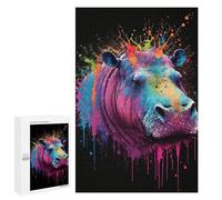 1000 PCS Jigsaw Colorful Hippo Art Print Jigsaw Puzzles for Adults Family Activities Help The Brain Exercise Deal As Gifts for The Whole Family 1000 PCS