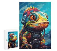 1000 PCS Jigsaw Colorful Lizard Astronaut Art Print Jigsaws for Adults Puzzle But Fun And Humorous Challenging To Complete Unique Birthday And Xmas Gifts 1000 PCS