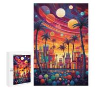1000 PCS Jigsaw Colorful Tropical Cityscape Jigsaws for Adults Puzzle But Fun And Humorous Challenging To Complete Unique Birthday And Xmas Gifts 1000 PCS