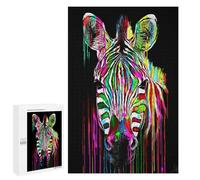 1000 PCS Jigsaw Colorful Zebra Art Print-2 Jigsaw Puzzles for Adults Family Activities Help The Brain Exercise Deal As Gifts for The Whole Family 1000 PCS