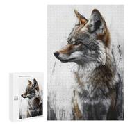 1000 PCS Jigsaw Coyote Portrait with Abstract Background Adult Jigsaw Puzzles For Family Fun Parent-child Interaction Gifts for Friends And Family 1000 PCS
