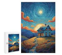 1000 PCS Jigsaw Cozy Moonlit Cottage Scene -1 Jigsaw Puzzles for Adults Family Activities Help The Brain Exercise Deal As Gifts for The Whole Family 1000 PCS
