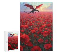1000 PCS Jigsaw Dragon Over Poppy Field-1 Jigsaws for Adults Puzzle But Fun And Humorous Challenging To Complete Unique Birthday And Xmas Gifts 1000 PCS