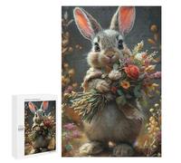 1000 PCS Jigsaw Floral Bunny Bouquet Jigsaw Puzzles for Adults Family Activities Help The Brain Exercise Deal As Gifts for The Whole Family 1000 PCS