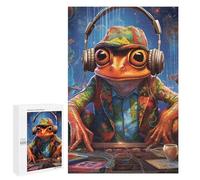 1000 PCS Jigsaw Frog DJ Music Party Jigsaw Puzzles for Adults Family Activities Help The Brain Exercise Deal As Gifts for The Whole Family 1000 PCS