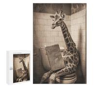 1000 PCS Jigsaw Giraffe Reading Newspaper in Bathroom-1 Jigsaw Puzzles for Adults Family Activities Help The Brain Exercise Deal As Gifts for The Whole Family 1000 PCS