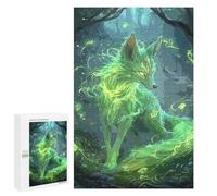 1000 PCS Jigsaw Glowing Green Fox Forest Adult Jigsaw Puzzles For Family Fun Parent-child Interaction Gifts for Friends And Family 1000 PCS
