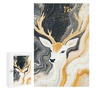 1000 PCS Jigsaw Golden Deer Abstract Art-1 Jigsaws for Adults Puzzle Stress Reliever Parent-child Interaction Unique Birthday And Xmas Gifts 1000 PCS
