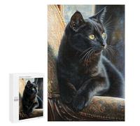 1000 PCS Jigsaw Gothic Black Cat Art Print Jigsaws for Adults Puzzle Stress Reliever Parent-child Interaction Unique Birthday And Xmas Gifts 1000 PCS
