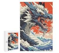 1000 PCS Jigsaw Japanese Dragon Wave Art Print Jigsaws for Adults Puzzle Stress Reliever Parent-child Interaction Unique Birthday And Xmas Gifts 1000 PCS