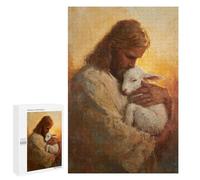 1000 PCS Jigsaw Jesus Holding Lamb Painting-3 Jigsaws for Adults Puzzle But Fun And Humorous Challenging To Complete Unique Birthday And Xmas Gifts 1000 PCS