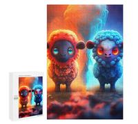 1000 PCS Jigsaw Magical Sheep Duo Red Vs Blue Jigsaws for Adults Puzzle But Fun And Humorous Challenging To Complete Unique Birthday And Xmas Gifts 1000 PCS