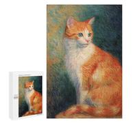 1000 PCS Jigsaw Orange Tabby Cat Painting -2 Jigsaws for Adults Puzzle Stress Reliever Parent-child Interaction Unique Birthday And Xmas Gifts 1000 PCS