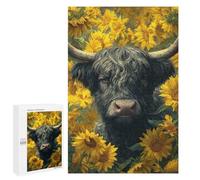 1000 PCS Jigsaw Painted Bull with Sunflowers Jigsaws for Adults Puzzle Stress Reliever Parent-child Interaction Unique Birthday And Xmas Gifts 1000 PCS