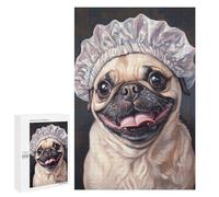 1000 PCS Jigsaw Pug Dog Bath Cap Jigsaws for Adults Puzzle Stress Reliever Parent-child Interaction Unique Birthday And Xmas Gifts 1000 PCS