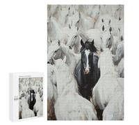 1000 PCS Jigsaw Puzzle Black Horse Among White Ones-3 Jigsaw for Teenagers Hand Speed Race Wishlist with Santa Claus Toys Educational Games 1000 PCS