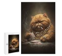 1000 PCS Jigsaw Puzzle Chill Cat Playing Poker Jigsaw for Teenagers Hand Speed Race Wishlist with Santa Claus Toys Educational Games 1000 PCS