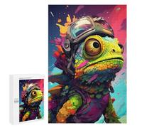 1000 PCS Jigsaw Puzzle Colorful Lizard Astronaut Art Print-1 Jigsaw for Teenagers Hand Speed Race Wishlist with Santa Claus Toys Educational Games 1000 PCS