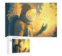 1000 PCS Jigsaw Puzzle for Adults Astronaut in Golden Forest Puzzle for Adults Fun Games Staycation Kill Time Birthday And Unique Gifts 1000 PCS
